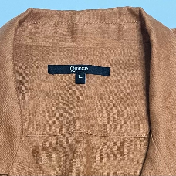 Quince 100% European Linen Button-Front Terracotta Midi Dress Size Large - Picture 5 of 9